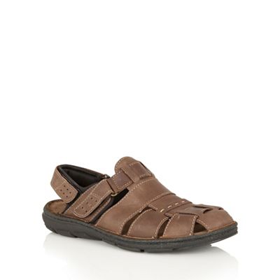 Lotus Since 1759 Brown leather 'Russel' rip tape sandals